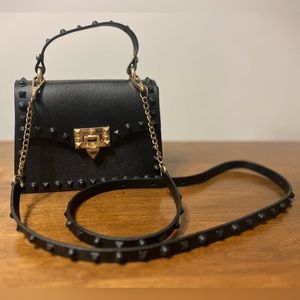 ⚜️ GOLD Studded BLACK jelly handbag purse with long strap